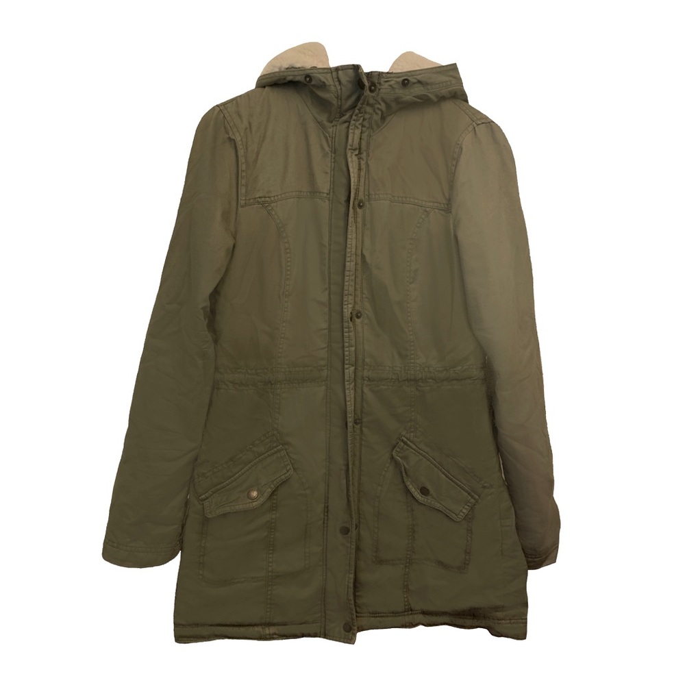 Hollister Green Parka Sherpa Lined Coat
